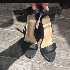 Elegant Black High Heels with Thick Straps